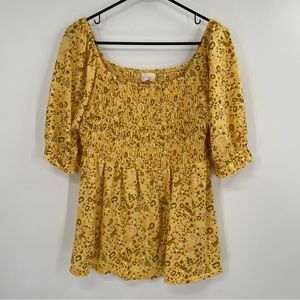 Melloday Floral Smocked Blouse Top
